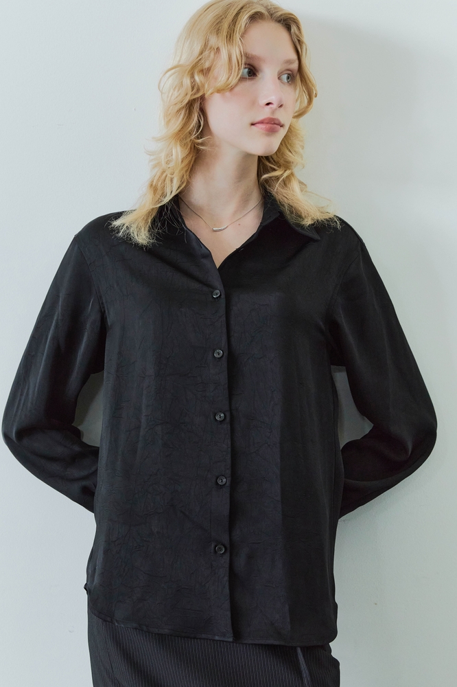  BASIC SATIN SHIRTS / BLACK