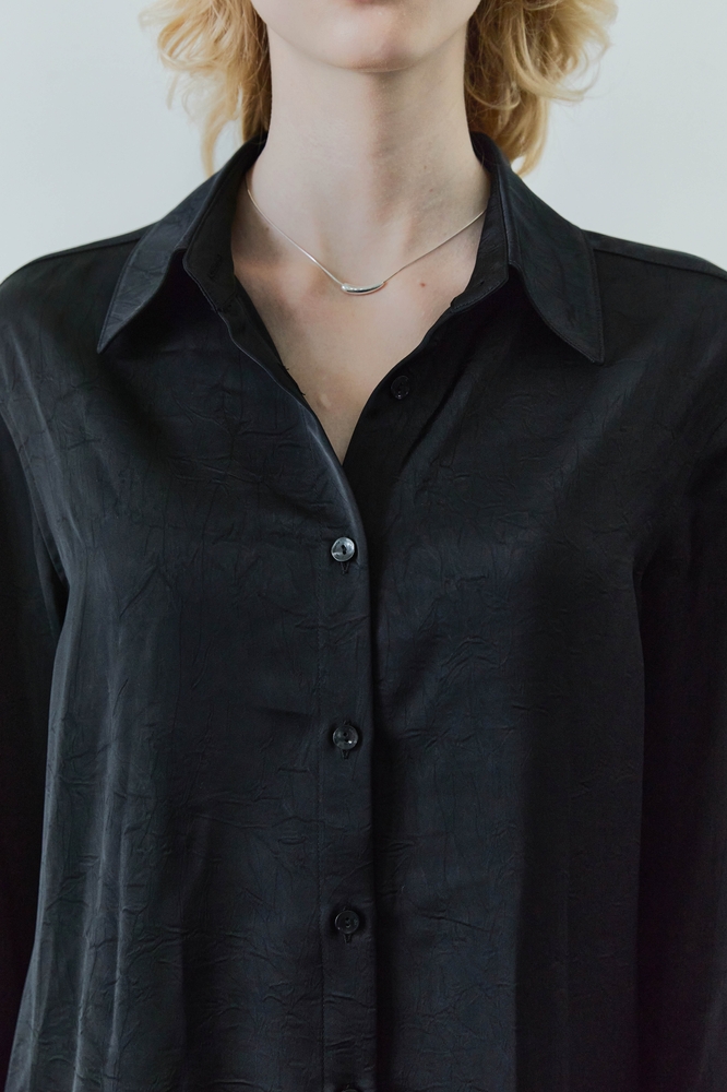  BASIC SATIN SHIRTS / BLACK