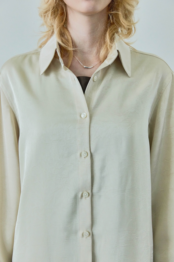  BASIC SATIN SHIRTS / LIGHT BEIGE