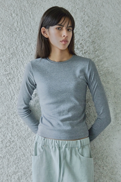 SOLID LONG SLEEVE T-SHIRTS /  GREY