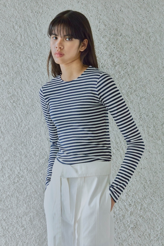 STRIPE LONG SLEEVE T-SHIRTS / NAVY