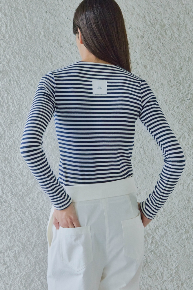 STRIPE LONG SLEEVE T-SHIRTS / NAVY