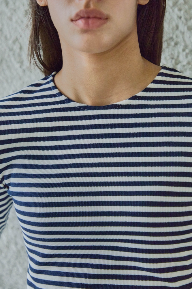 STRIPE LONG SLEEVE T-SHIRTS / NAVY