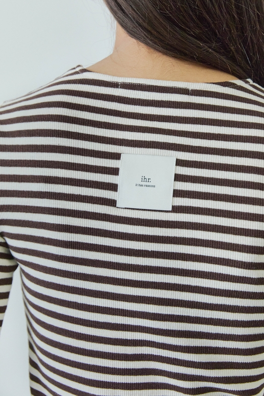 STRIPE LONG SLEEVE T-SHIRTS / BROWN