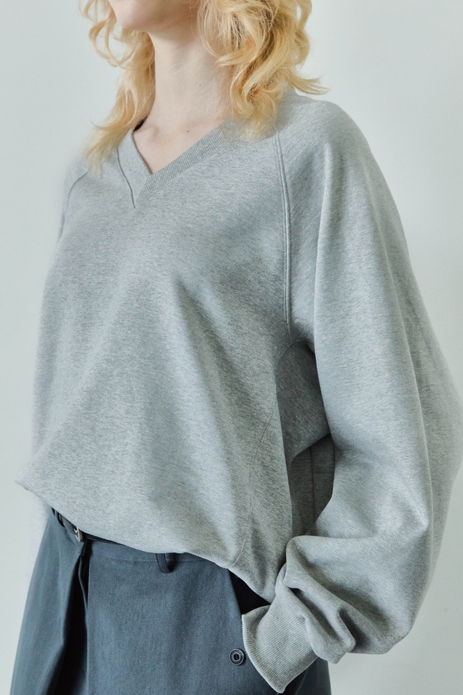 V-NECK SWEAT SHIRTS / MELANGE GREY