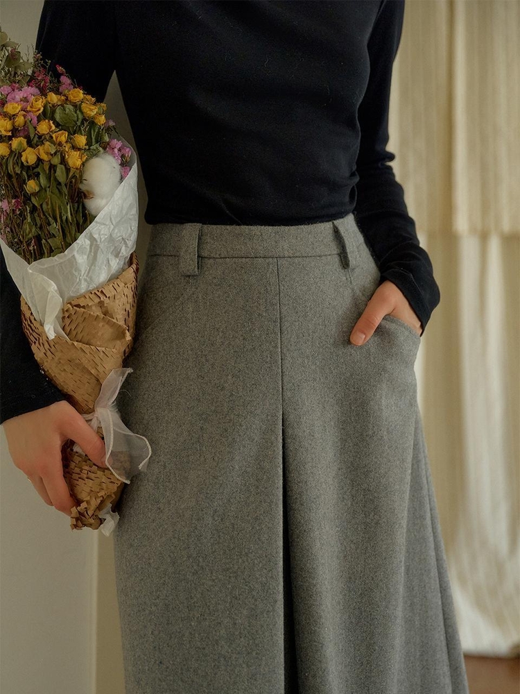 11/29 예약배송_SR_Wool pressed a-line skirt