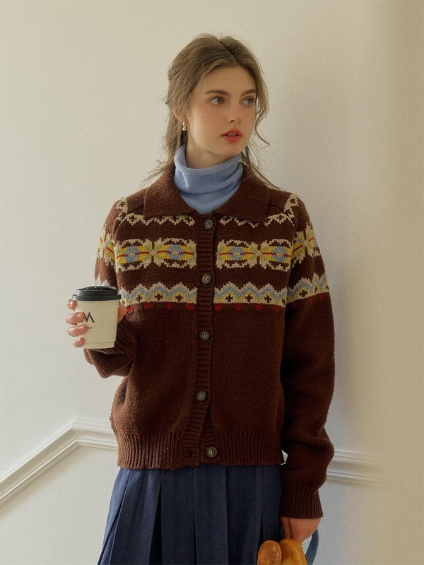 SR_Vintage fair isle knit cardigan