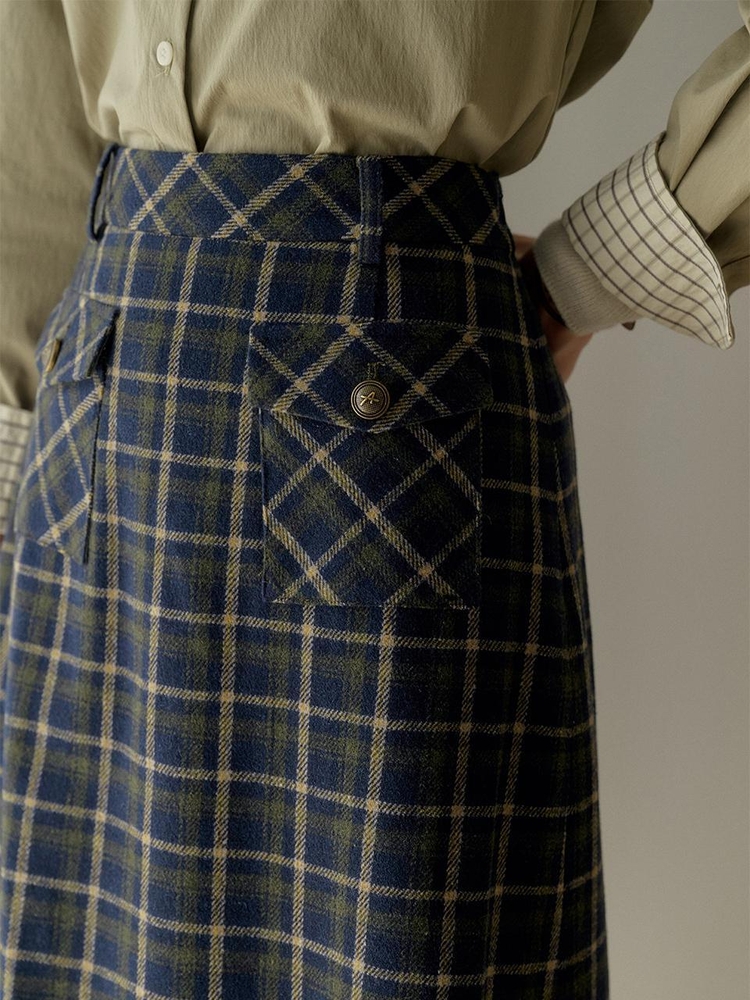 11/22예약배송_SR_Vintage plaid a-line skirt