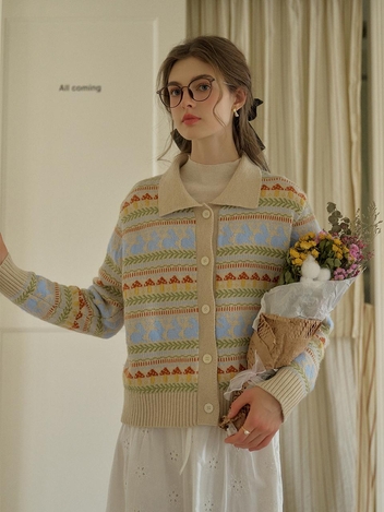 SR_Gentle wool pattern knit cardigan