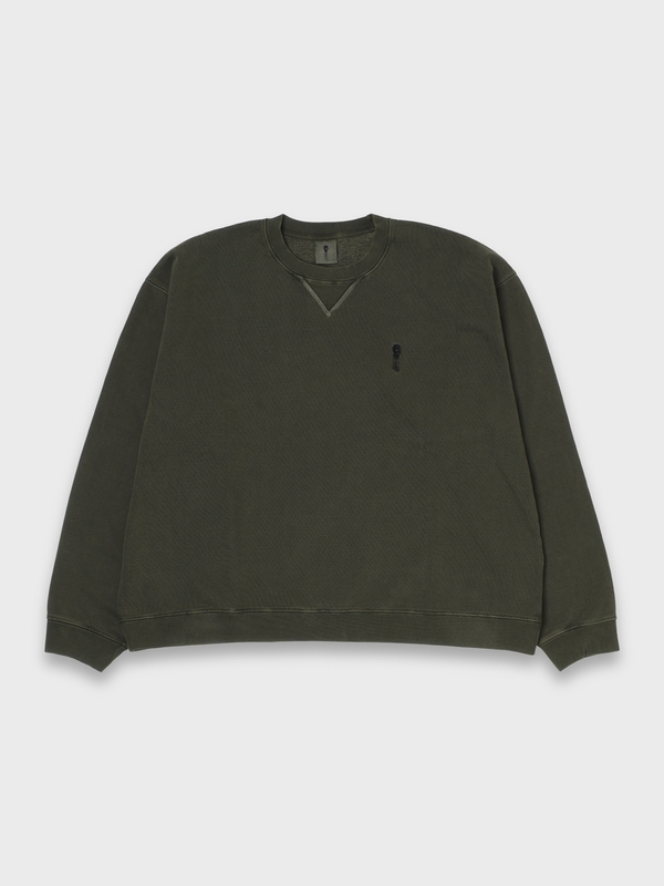 LOGO CREW PIGMENT DYED - KHAKI