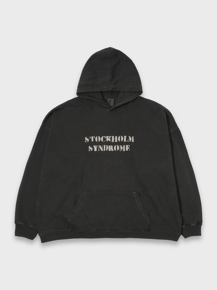 STENCIL HOODIE PIGMENT DYED - CHARCOAL