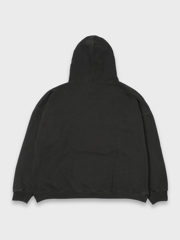 STENCIL HOODIE PIGMENT DYED - CHARCOAL