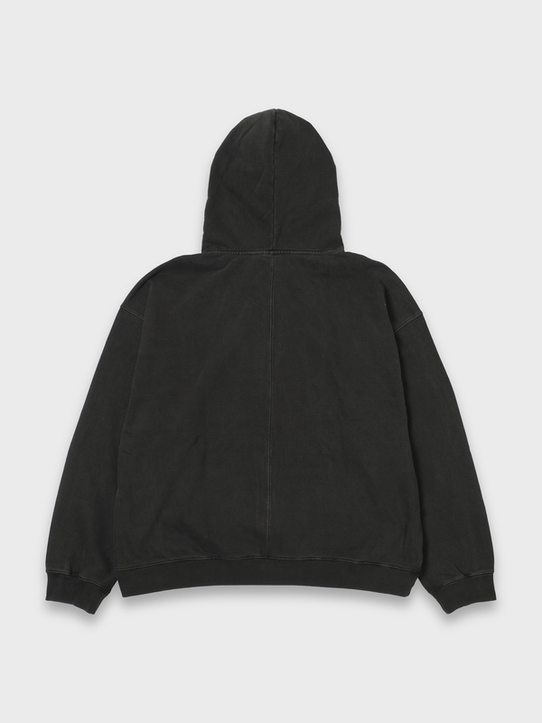 PAINT DROP ZIP HOODIE PIGMENT DYED - CHARCOAL