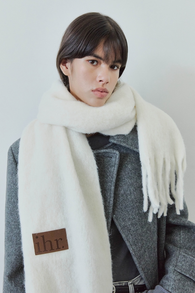  WOOL MIXED BOLD MUFFLER / WHITE