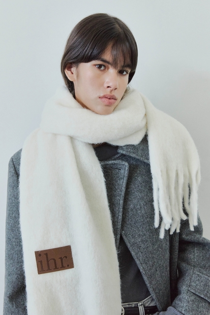  WOOL MIXED BOLD MUFFLER / WHITE