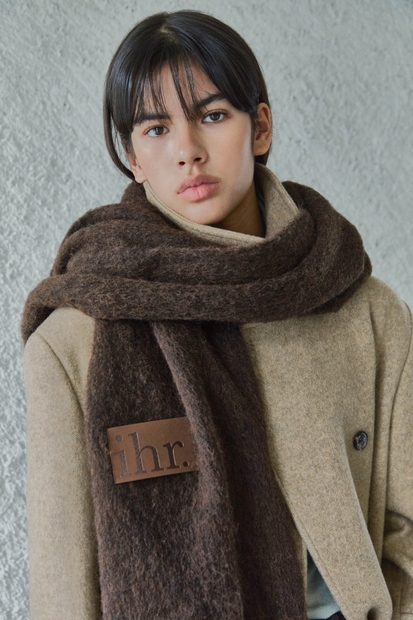  WOOL MIXED BOLD MUFFLER / BROWN