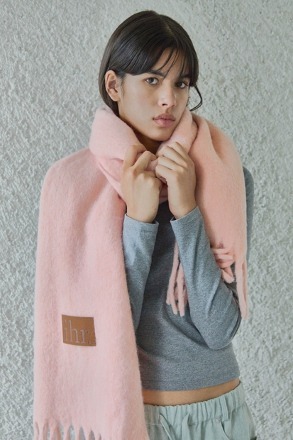  WOOL MIXED BOLD MUFFLER / PINK