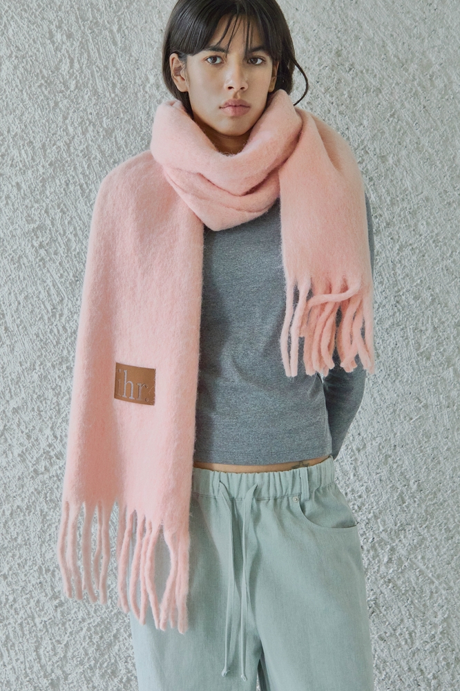  WOOL MIXED BOLD MUFFLER / PINK