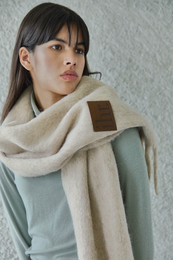  WOOL MIXED BOLD MUFFLER / BEIGE