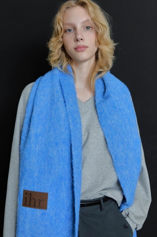  WOOL MIXED BOLD MUFFLER / BLUE