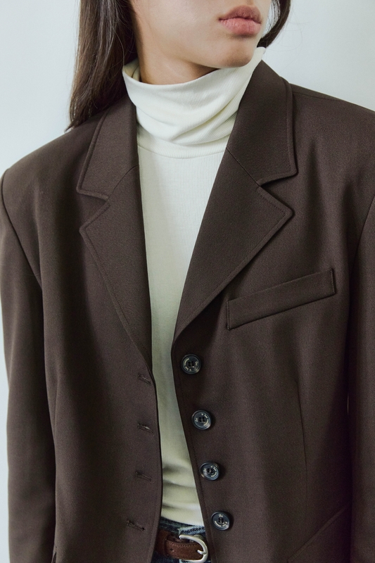 TAILORED SINGLE JACKET / DARK BROWN