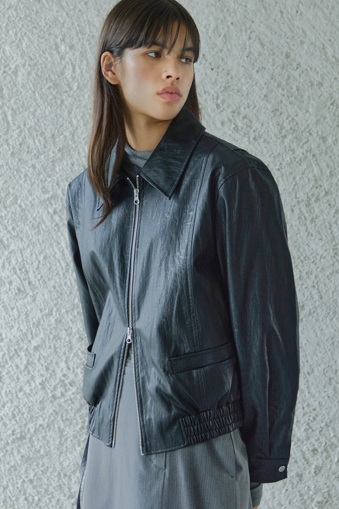 ECO LEATHER JUMPER / BLACK