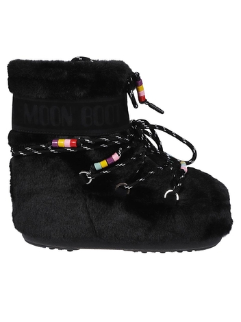 문 부츠 FW24 ICON LOW FAUX FUR BEADS BOOTS 80D1409470 Black