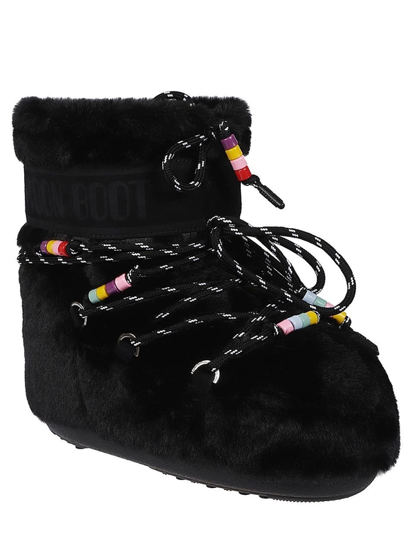 문 부츠 FW24 ICON LOW FAUX FUR BEADS BOOTS 80D1409470 Black