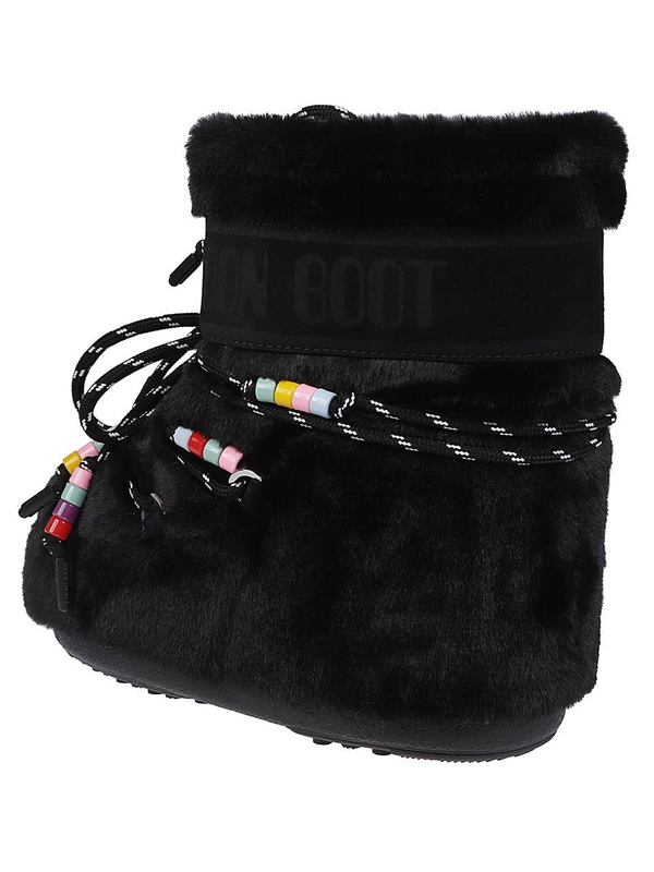 문 부츠 FW24 ICON LOW FAUX FUR BEADS BOOTS 80D1409470 Black