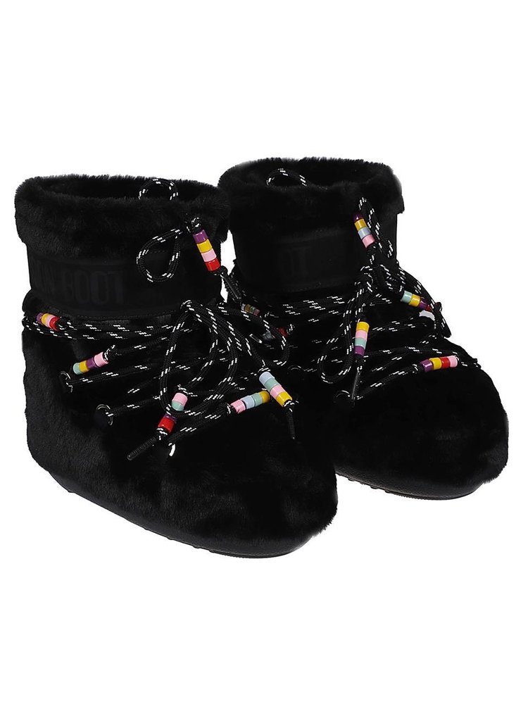 문 부츠 FW24 ICON LOW FAUX FUR BEADS BOOTS 80D1409470 Black