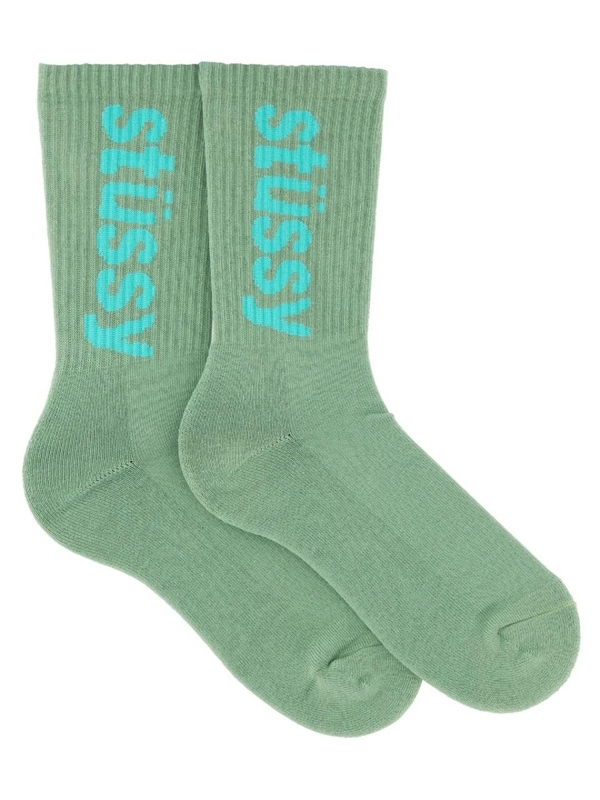 스투시 FW23 HELVETICA SOCKS FA138845_PISTACHIO/AQUA GREEN