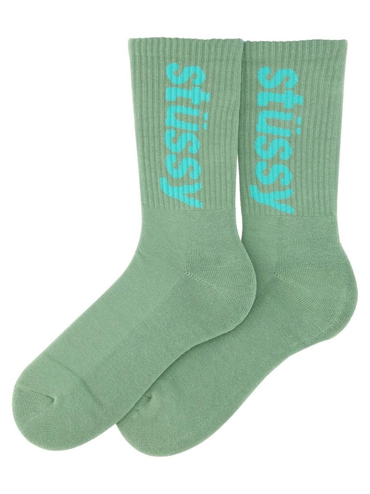 스투시 FW23 HELVETICA SOCKS FA138845_PISTACHIO/AQUA GREEN