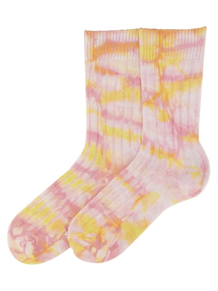 스투시 FW23 MULTI DYED RIBBED SOCKS 138906_TUMERIC/PINK MULTICOLOUR