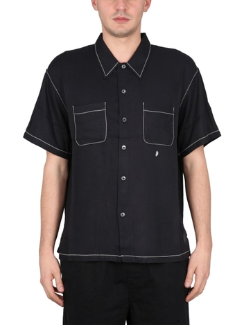 스투시 SS23 SHIRT WITH CONTRAST STITCHING 1110235_BLAC BLACK