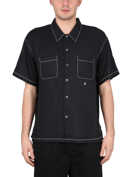 스투시 SS23 SHIRT WITH CONTRAST STITCHING 1110235_BLAC BLACK