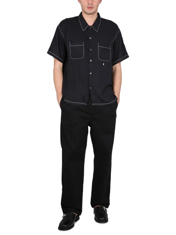 스투시 SS23 SHIRT WITH CONTRAST STITCHING 1110235_BLAC BLACK