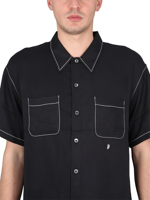 스투시 SS23 SHIRT WITH CONTRAST STITCHING 1110235_BLAC BLACK