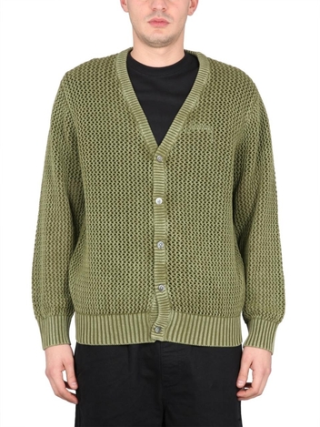 스투시 SS23 V-NECK CARDIGAN 117164_OLIV GREEN