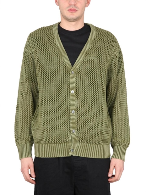 스투시 SS23 V-NECK CARDIGAN 117164_OLIV GREEN