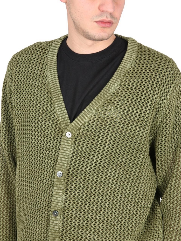 스투시 SS23 V-NECK CARDIGAN 117164_OLIV GREEN