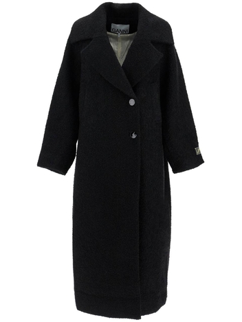 가니 SS25 long boucle coat for W0024 BLACK