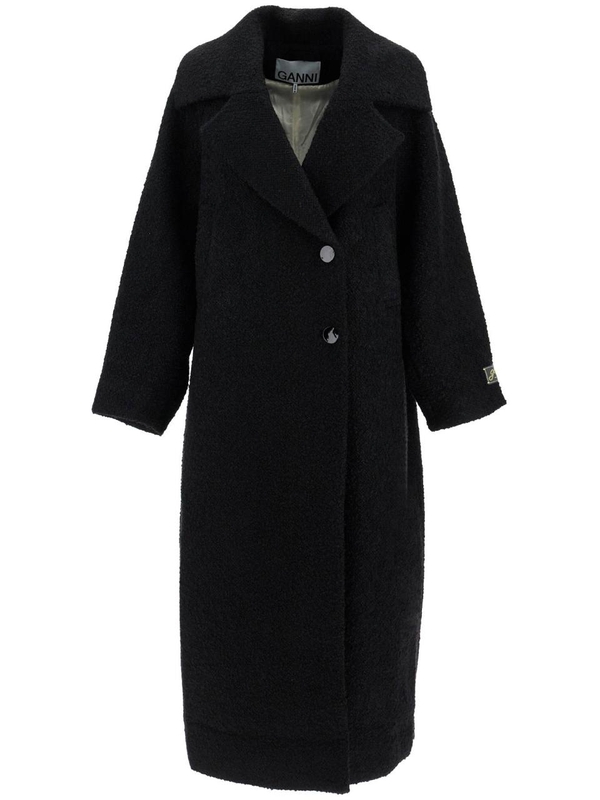 가니 SS25 long boucle coat for W0024 BLACK