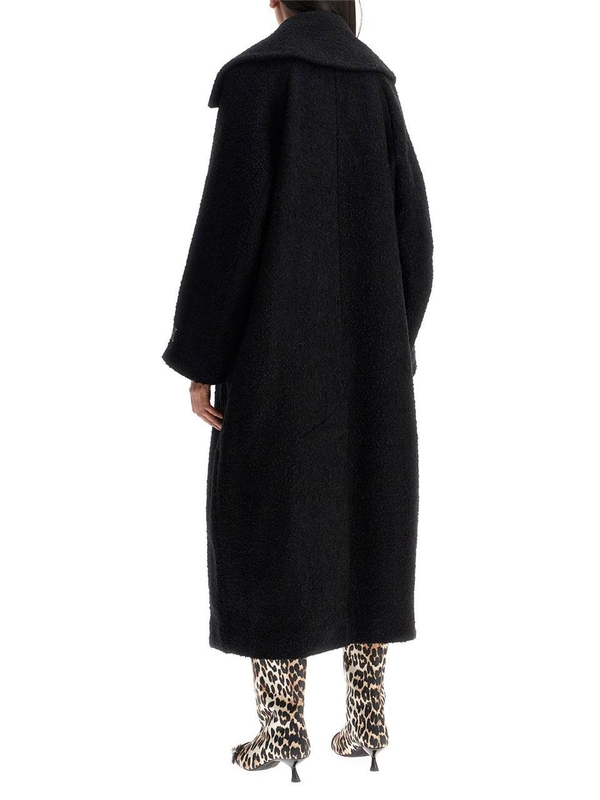 가니 SS25 long boucle coat for W0024 BLACK