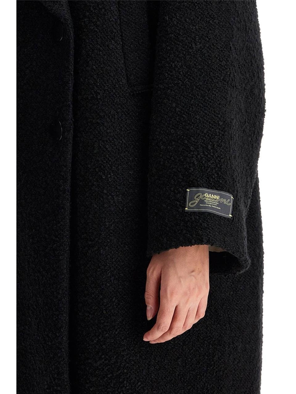 가니 SS25 long boucle coat for W0024 BLACK