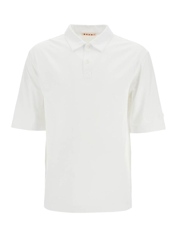 마르니 SS25 compact jersey polo shirt POMU0037X0UTC406 LILY WHITE