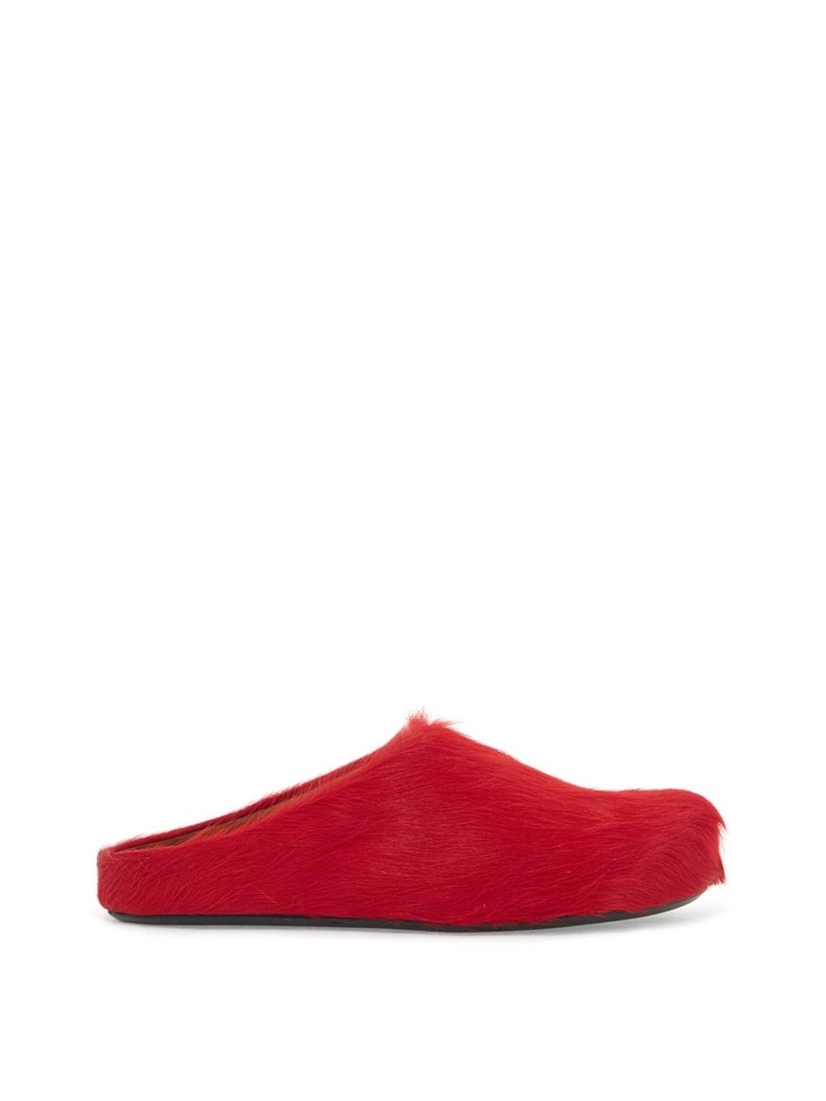 마르니 SS25 long-haired fur-lined clog SBMS004601P4122 RED