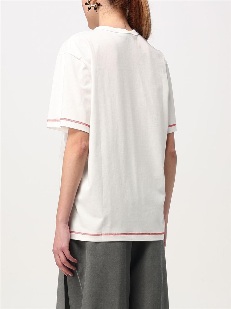 써네이 FW24 Sunnei Organic Cotton T-Shirt with Sponge Logo RTWXJER020 8151 White