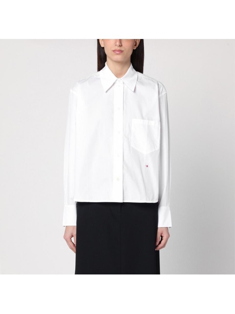 빅토리아베컴 SS25 Victoria Beckham White poplin long-sleeved shirt 1124WSH005238ACO White