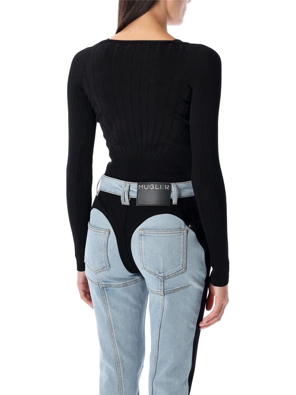 뮈글러 FW24 MUGLER knit bodysuit 24F2TO071811161999 Black