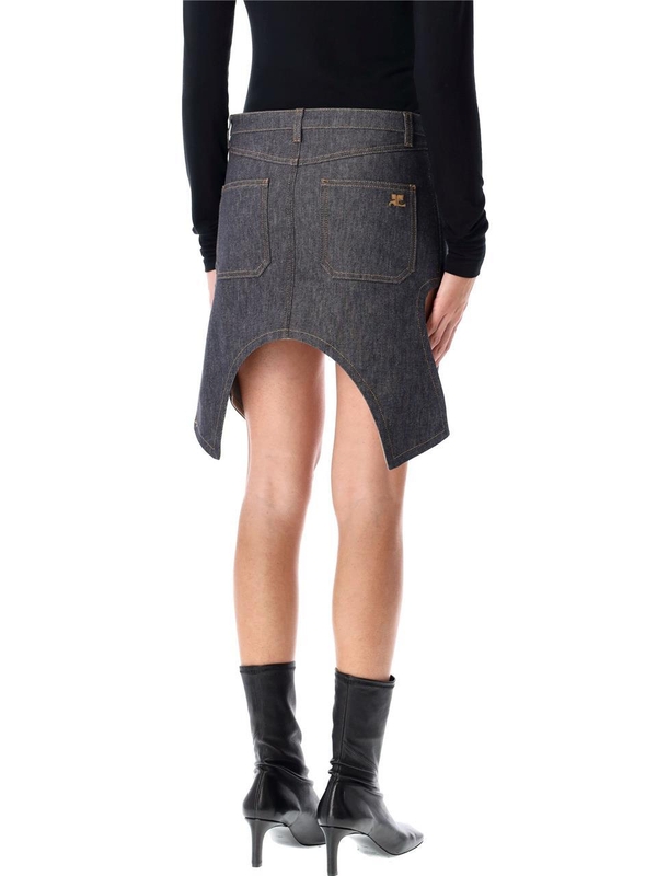 꾸레쥬 FW24 Courreges Reversed mini denim skirt 424DJU210DE00359011 DARK HEATER GREY